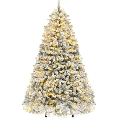 Produktbild von 228cm Künstlicher Weihnachtsbaum mit Schnee inkl. 1346 Spitzen und 550 LED Beleuchtung, Tannenbaum mit Metallständer