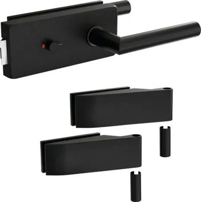 Produktbild von Pertura Glastürbeschlag Aiko Studio WC Schwarz inkl. 2 Rahmenteile für Holzzargen