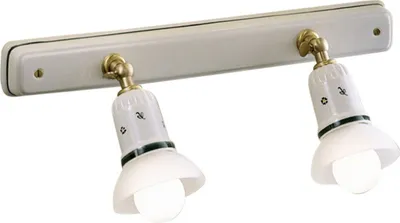 Produktbild von Strahler Metall Keramik verstellbar in Weiß Grün Messing matt E14 2-flammig länglich Landhausstil
