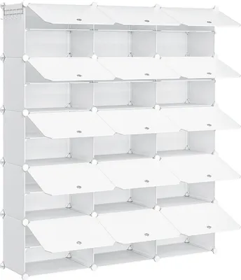 Obrázok produktu pre Regál na topánky s 15 priehradkami na 54 párov topánok Biely 120 x 30 x 150 cm