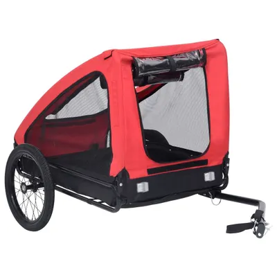 Image de vidaXL Remorque pour vélo pour chiens rouge et noir