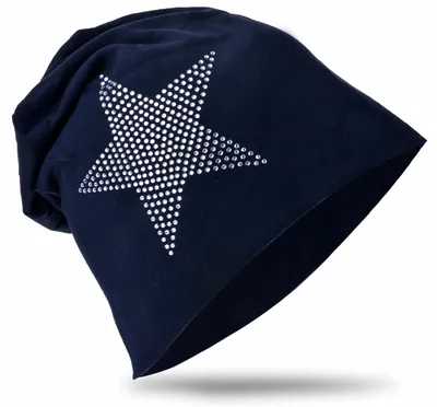 Produktbild von Kinder Beanie StrassStern Schwarzblau XL