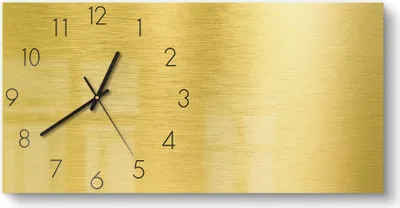 Produktbild von DEQORI Glasuhr 60x30 cm Zahlen 'Gebürstete Goldoberfläche' Wanduhr Glas Uhr Design leise