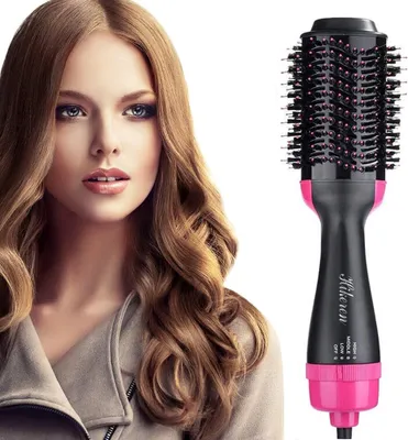 Produktbild von Hikeren 5 in 1 Warmluftbürste, runde Warmluft-Bürste zum Trocknen und Stylen Volumen, Locken oder Glatte Haare (rosa)