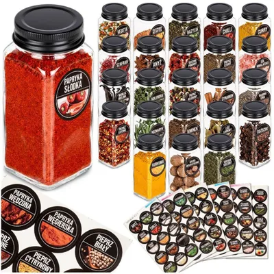 Produktbild von Vilde | Gewürzbehälter Set - 120 ml - 24 Stück - Glas - Luftdicht - Inklusive 90 Aufkleber
