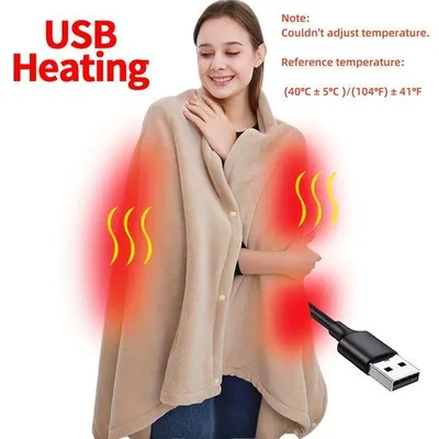 Produktbild von Elektrische Heizedecken mit USB-Wärmebedeckung, tragbare Heizdecken, körperwarmende Decken für Büro, Outdoor, Camping, Reisen