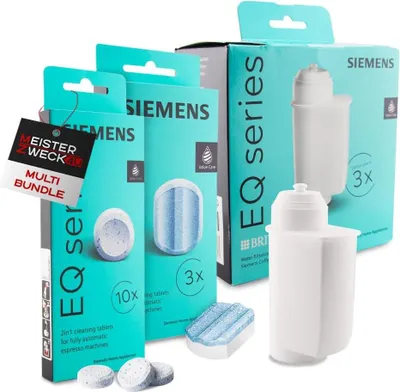 Produktbild von SIEMENS 10 Reinigungstabletten + 3 Entkalkungstabletten + 3 Wasserfilter für EQ Series Kaffeevollautomaten