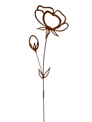 Produktbild von Gartenstecker Blume aus Metall, 135 cm, Edelrost-Optik, Gartendekoration rostige Dekoration für den Garten Beetstecker Edelrost