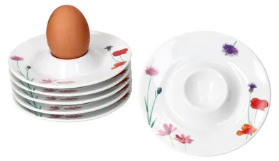 Produktbild von 6x Marie Eierbecher mit Ablage Blumen bunt Porzellan Brunch Buffet