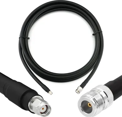 Immagine prodotto di cavo coassiale da 2 m RP-SMA maschio a N femmina - 2 metri 8D-FB a bassissima perdita Ø11,1 mm (50 Ohm) - per WiFi / router / antenna / wireless / RF / WLAN / radio / modem