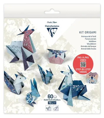 Produktbild von Clairefontaine Origami, 60Bl 3 Formate, Tiere