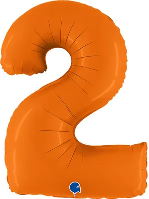 Immagine prodotto di Pallone in foil numero 2, arancione opaco, 102cm Grabo