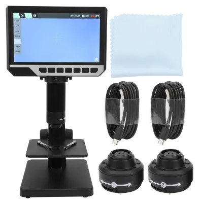 Zdjęcie produktu dla Przemysłowy mikroskop cyfrowy z matrycą 12 MP, 7-calowym wyświetlaczem o wysokiej rozdzielczości i 2000-krotnym powiększeniem do naprawy płytek drukowanych