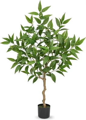 Image de Grand eucalyptus artificiel de 12 m - pot noir - plante artificielle de sol - plantes artificielles d'intérieur - grands arbres artificiels - décoration pour le salon et le bureau