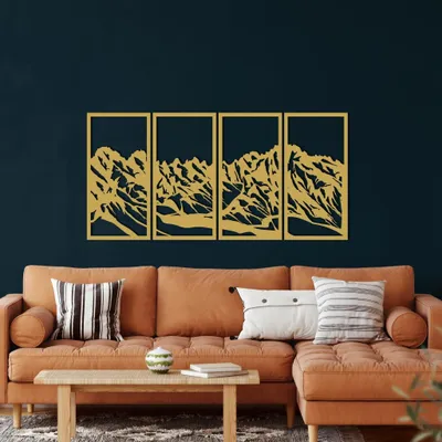 Produktbild von Wandkunst aus Metall, Gebirge aus Metall, 4er-Set - 59 "x30"/150x75 cm / Gold