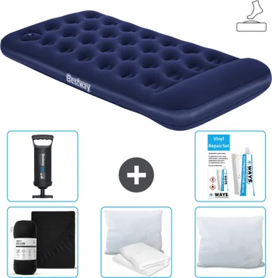 Imagen del producto de Colchón inflable Bestway - Para 1 persona - 99 x 188 x 28 cm - Azul - Incluye accesorios