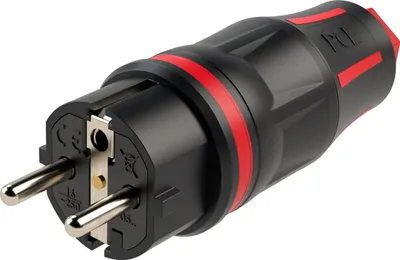 Produktbild von PCE Schutzkontaktstecker 2SL TOPTAURUS2 Gummi 2-polig IP54 schwarz/rot