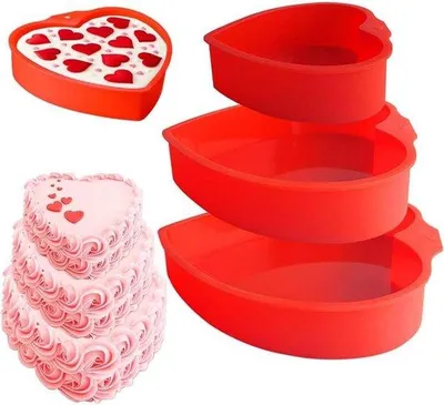 Produktbild von Silikon-Herzförmchen für Muttertag - 3 Stück - Chocoladenform - Törtchenform