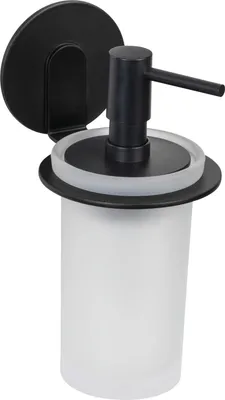 Produktbild von WENKO Seifenspender Bivio Black WC Bad Accessoire Wand Glas Ohne Bohren Schwarz
