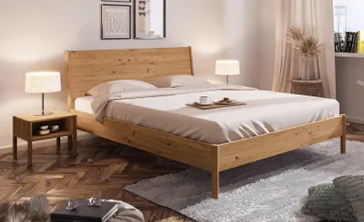 Produktbild von Bett PARIS Eiche massiv mit Holzkopfteil 90x200