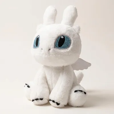 Produktbild von Ohnezahn Night Fury Drache Plüschtier 20cm – Kuscheltier Kawaii Cartoon Geschenk für Kinder & Freundin - Farbe: Weiß