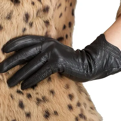 Obrázek produktu pro Dámské kožené rukavice, Zimní rukavice s vlněnou podšívkou, Dámské kožené rukavice, Elegantní teplé zimní rukavice z jehněčí kůže