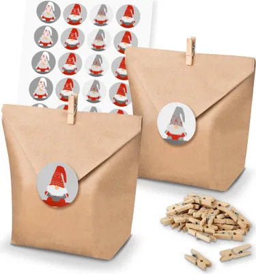 Produktbild von itenga SET Geschenktüten 24x Tüten + Klammern + Sticker (Motiv 152)