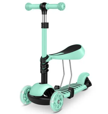 Produktbild von 3 in 1 Kinder Roller Scooter mit Abnehmbarem Sitz,LED-Räder,Höheverstellbarer Lenker,Tretroller - Kinder Roller Outdoor Spiel,für 2-8 Jahre Grün