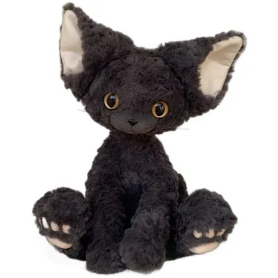 Image de Peluche chat, 40 cm, gris frisé, peluche toute douce