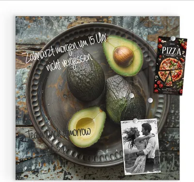 Produktbild von Magnettafel 50x50cm Pinnwand Whiteboard beschreibbar - Avocados Holzteller