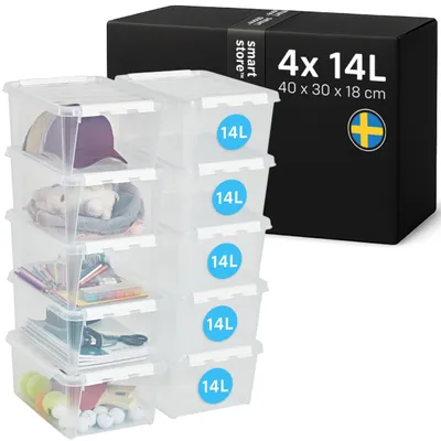 Aufbewahrungsbox 14 L, 10er-Pack, BPA-frei, stapelbar, 40x30x18 cm