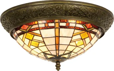 Produktbild von Clayre & Eef Deckenlampe Tiffany Ø 38x19 cm Braun Beige Glas