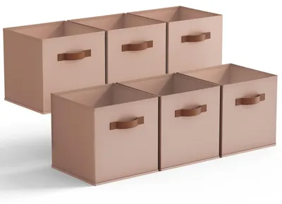 Productafbeelding van Set van 6 opvouwbare opbergboxen met handgreep, in aardbeiroze