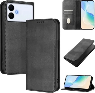 Immagine prodotto di Custodia per telefono cellulare per Samsung Galaxy S26 Edge, vintage in pelle RFID protezione carta titolare stand funzione magnetica flip cover nero
