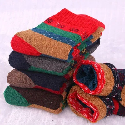 Image de Lot de 5 paires de chaussettes d'hiver pour femmes, rayées, chaudes et douces, EU 35-42, A0716