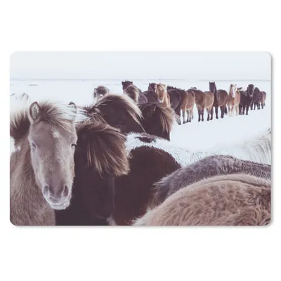 Produktbild von MuchoWow® Schreibtischunterlage Pferde - Schnee - Weiß 60x40 cm - XXL Mauspad - Großes Mauspad