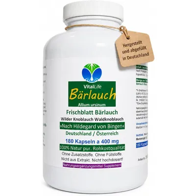 Produktbild von Wilder Frischblatt Bärlauch 180 Kapseln nach Hildegard von Bingen Natur Pur Ohne Zusatzstoffe + Füllstoffe