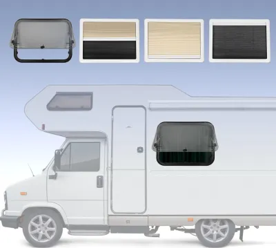 Immagine prodotto di Finestra per camper con tenda oscurante, angolo di apertura di 60 gradi, H800 mm L600 mm, apertura a scorrimento per camper, rimorchio, furgone