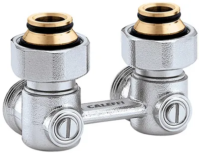 Produktbild von Caleffi Zweirohr Hahnblock 3011 Eckform, 3/4" IG