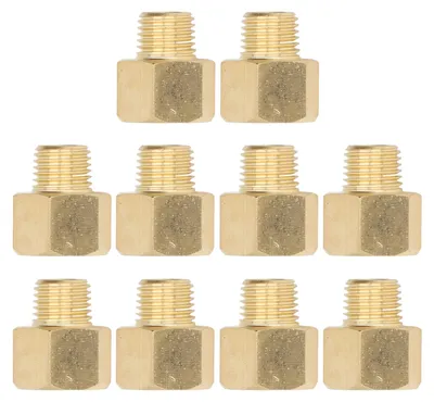 Produktbild von 10 Stück Messing-Rohrverschraubungen, 3/8 Zoll NPT-Stecker auf 1/4 Zoll Innengewinde, Verlängerungsadapter, Sanitärzubehör
