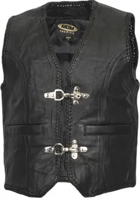 Produktbild von Kinder Weste Bikerweste Ledere Kutte Rindsleder Chopper Schnallen Weste(2XL)