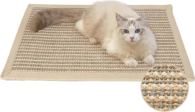 Productafbeelding van Famanu krabmat voor katten - Natuurlijke sisalmat, crème kleur, antislip