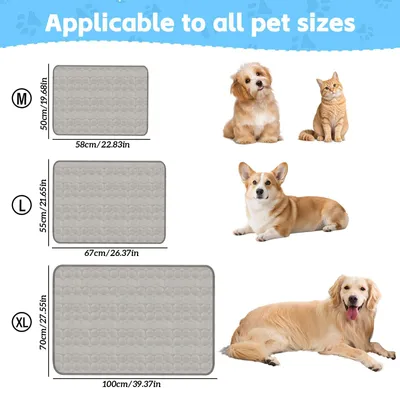 Produktbild von Kühlmatte für Hunde, selbstkühlend, 100 x 75 cm, waschbar, grau, für Zuhause