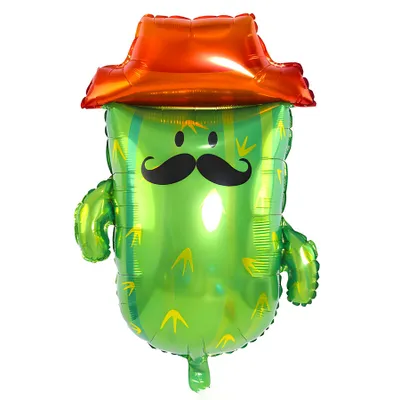 Immagine prodotto di Motivo palloncino in foil, cactus con cappello marrone ca. 61,5*82,5 cm