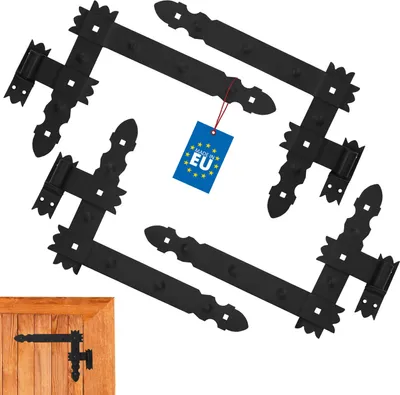 Zdjęcie produktu dla KOTARBAU® Zawias katowy 400x50 mm Zestaw 4x wsporniki + 4x zawiasy katowe do bram Bramy dekoracyjne