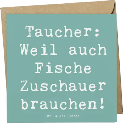 Produktbild von Mr. & Mrs. Panda Grußkarte Spruch Tauchen Zuschauer - Meeresbrise - Geschenk, Glückwunschkarte, Meerestiere, Sportler, Tauchgänge, Taucherausrüstung, Teamsport, faltkarte