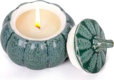 Produktbild von Kürbis kerze Herbst Duftkerze Natürliches Sojawachs Kürbisform Kerzen für Herbst,Thanksgiving und Halloween-Dekoration (Grau)Kerzen sind nicht im Lief
