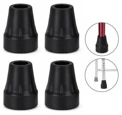 Produktbild von Gehstock Ersatzfuß 4er Set, Gummistopper 19 mm mit Stahlring, rutschfeste Stockkappen für Gehstöcke und Krücken
