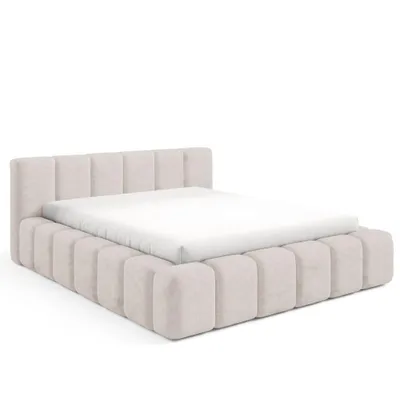 Produktbild von Dekori Polsterbett 160x200 KALLA PREMIUM Wolkenbett mit Bettkasten, Chenille Stoff - Hellbeige (Perfect Harmony 02)