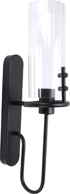 Image de Applique murale noire Applique murale d'intérieur moderne avec abat-jour en verre transparent pour salle à manger, café, hôtel, chambre à coucher, salon, hall d'entrée